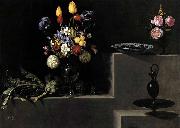 HAMEN, Juan van der Still Life with Flowers, Artichokes, Cherries and Glassware Spain oil painting reproduction